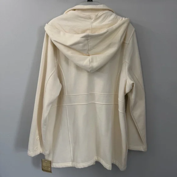 Sonoma Cream Sweatshirt Peacoat Double Breasted Hooded Coat Size 1X - Picture 3 of 9